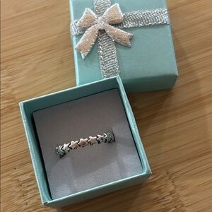 Pandora Sterling Silver Star Trail Stackable Band Ring ALE Authentic Size 7